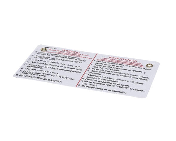 Mart Cart 200-1387 Sign: Prsnl Injury Warn, Bskt, Eng/Span (MCT200-1387)
