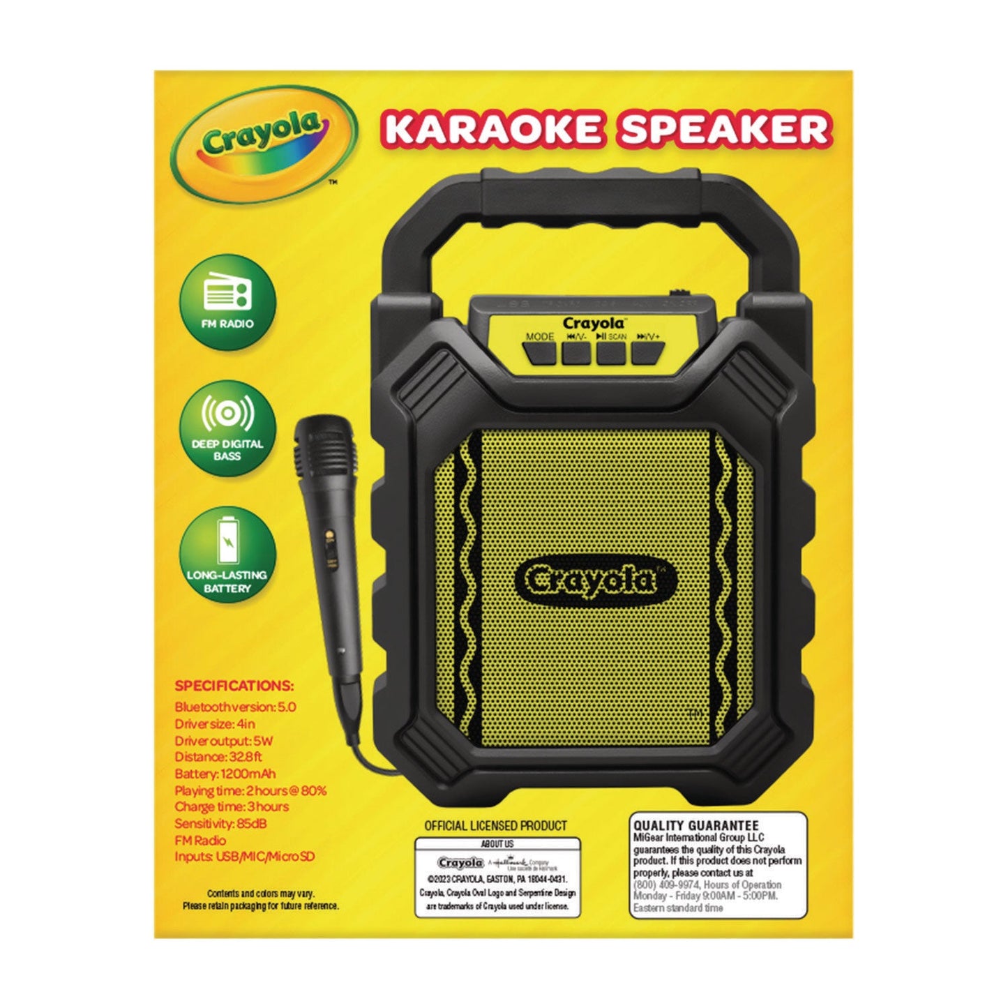 Crayola Karaoke Speaker, Bluetooth, Black/Yellow (MIGCBX210KM)
