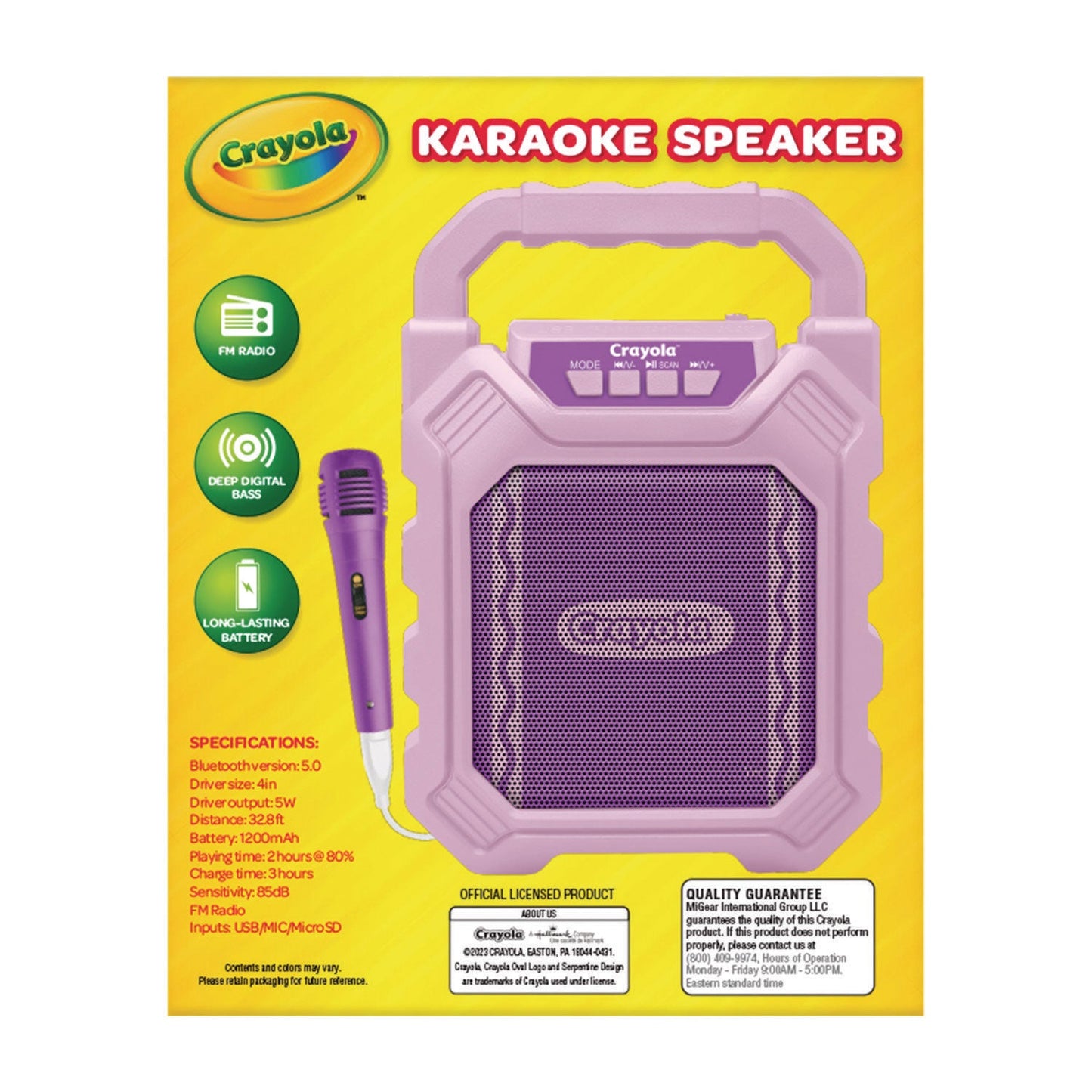 Crayola Karaoke Speaker, Bluetooth, Purple (MIGCBX210PM)