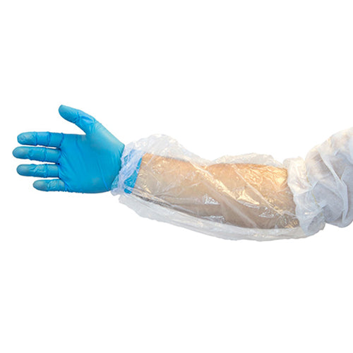 Safety Zone® ProGuard® Polyethylene Sleeves w/ Elastic Ends, 18", Clear, Roll Pack, 100/Bag, 10 Bags/Case (SZNMPE-185-1000C)