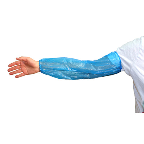Safety Zone® ProGuard® Polyethylene Sleeves w/ Elastic Ends, 18", Blue, Roll Pack, 100/Bag, 20 Bags/Case (SZNMPE-185-RP-B-HM)