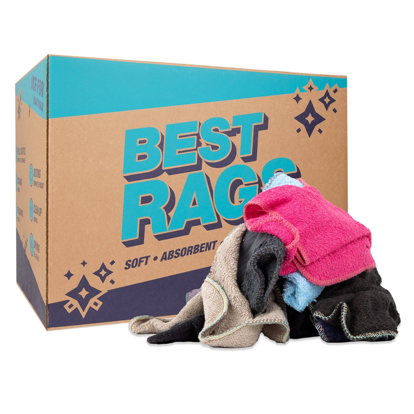 Arkwright Home C10 Washcloth Size Terry Wipers Colors 50lb Box (N-C10-50)