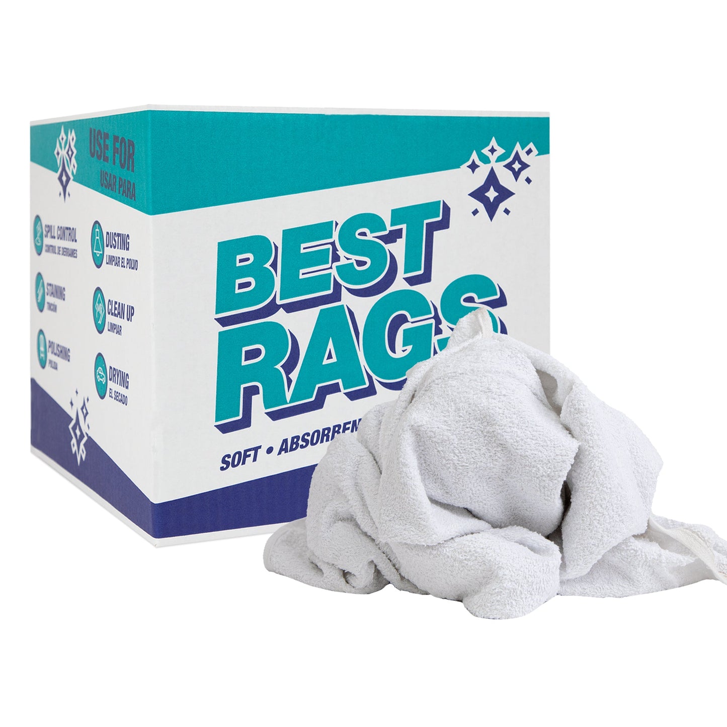 Arkwright Home W54 Hand Towel Size Terry Wipers White 10lb Box (N-W54-10)