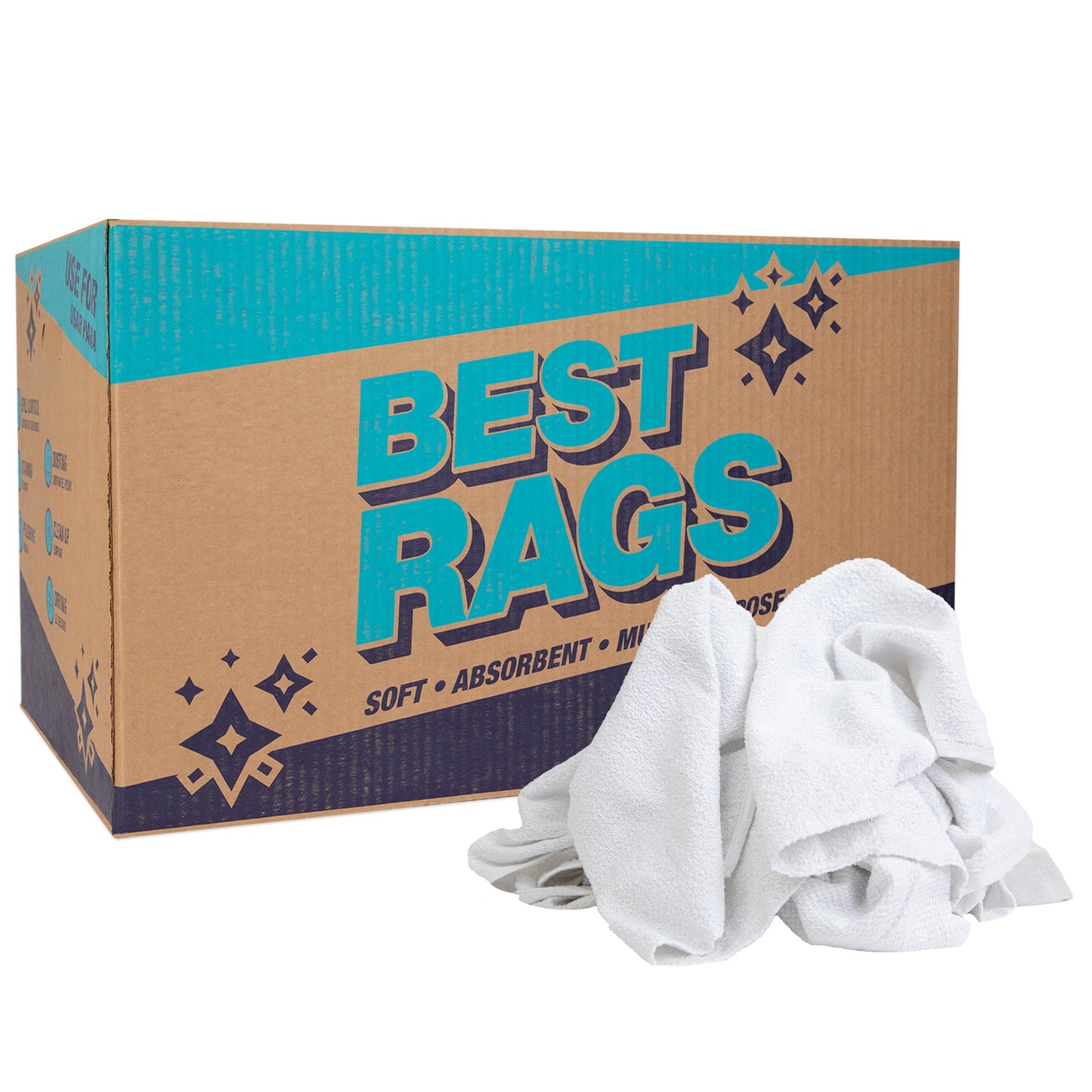 Arkwright Home W54 Hand Towel Size Terry Wipers White 25lb Box (N-W54-25)