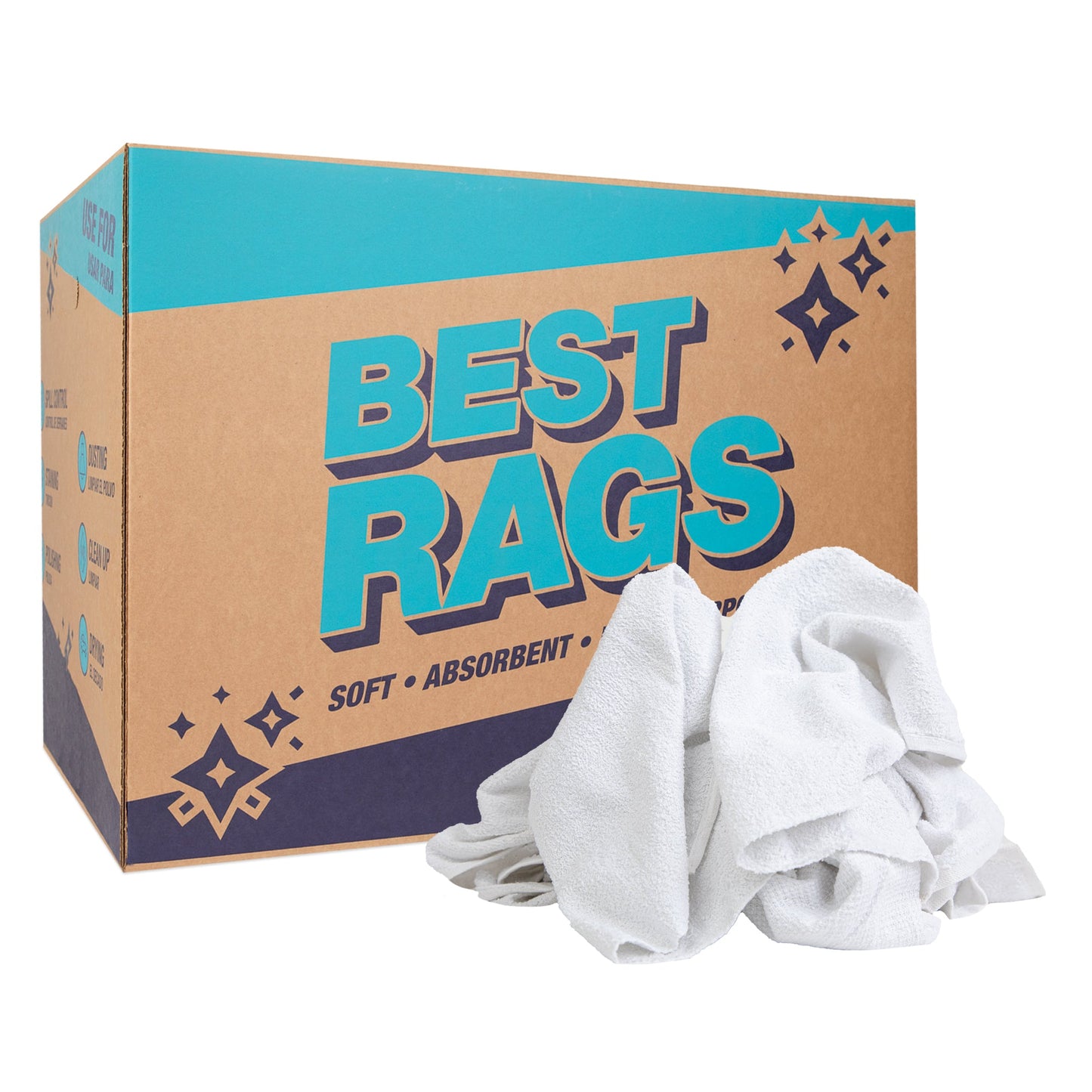 Arkwright Home W54 Hand Towel Size Terry Wipers White 50lb Box (N-W54-50)