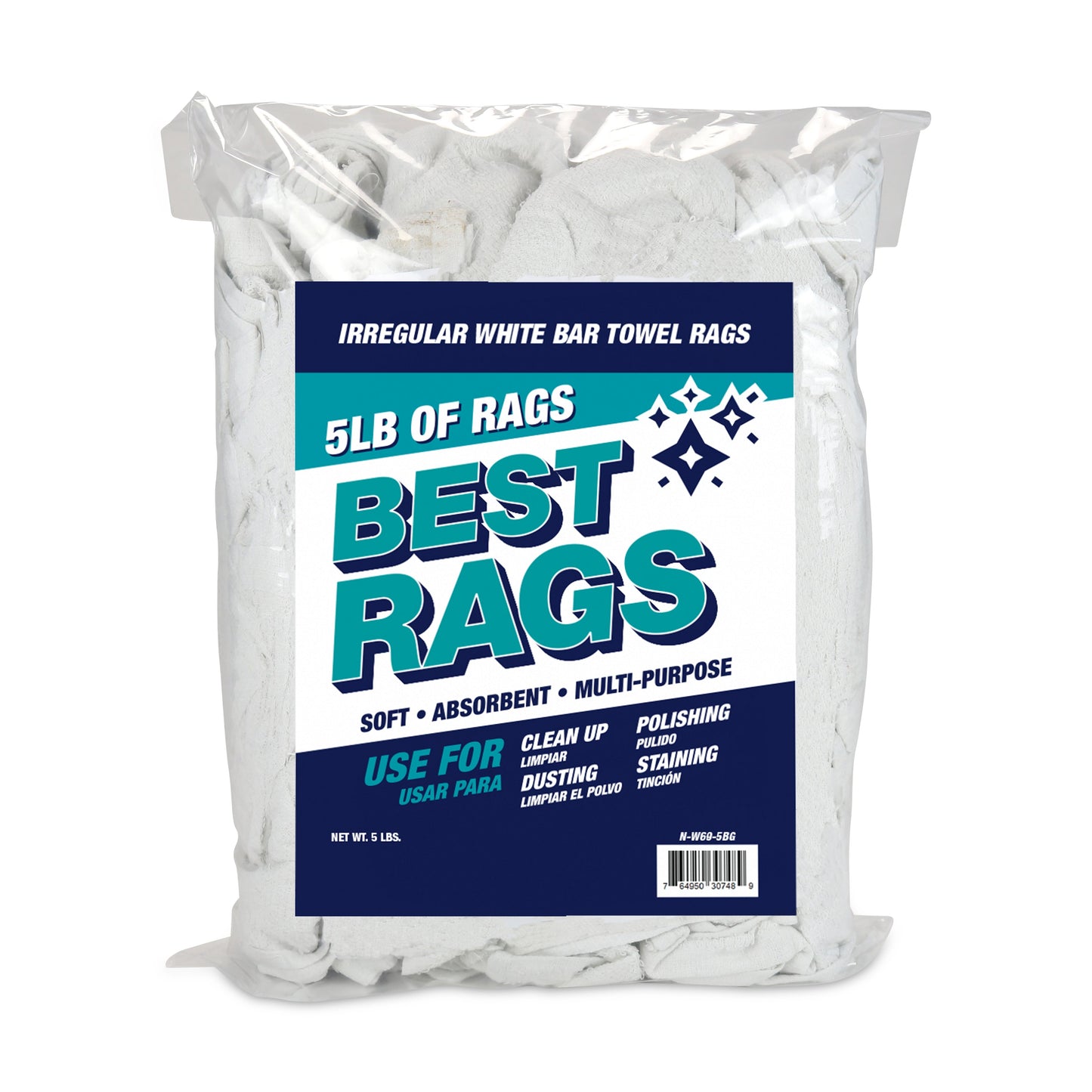 Arkwright Home W69 Bar Mop Terry Wipers White 5lb Bag (N-W69-5BG)