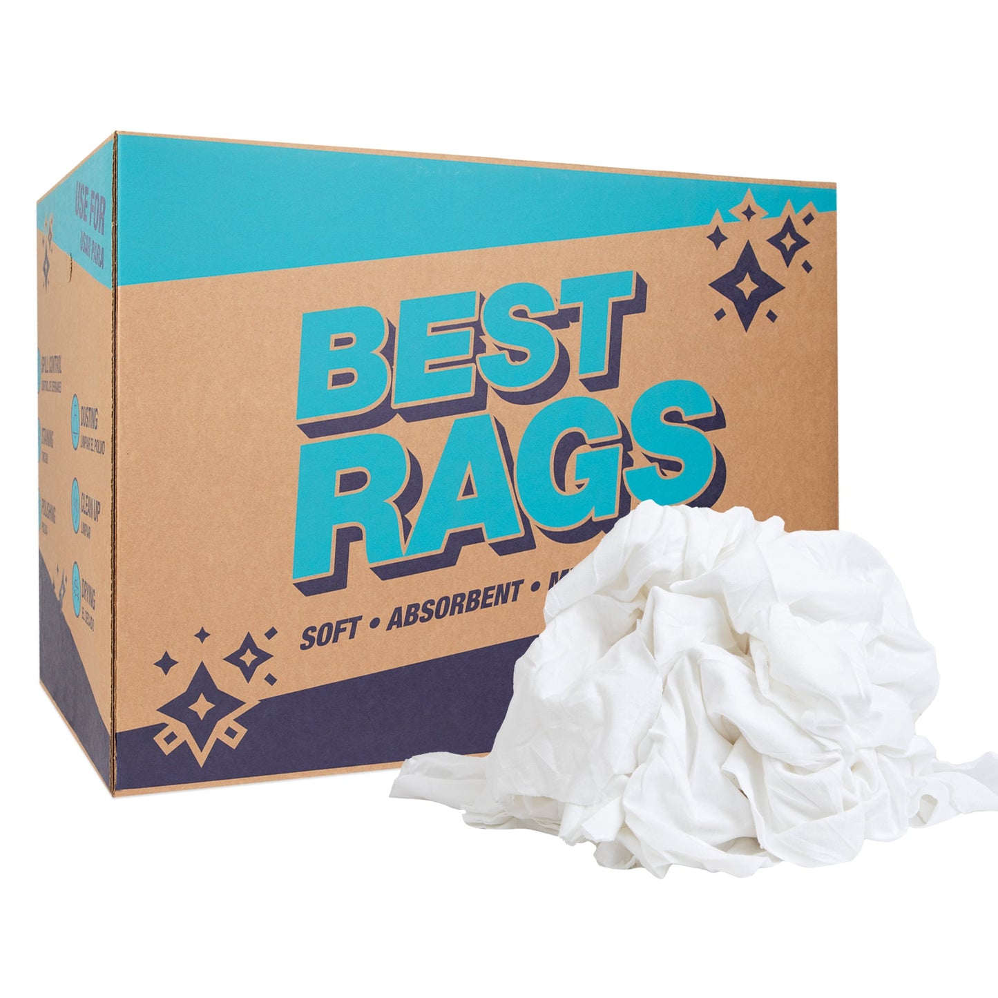 Arkwright Home W43 T-Shirt Cleaning Rags White New 50lb Box (N2-W43-50)