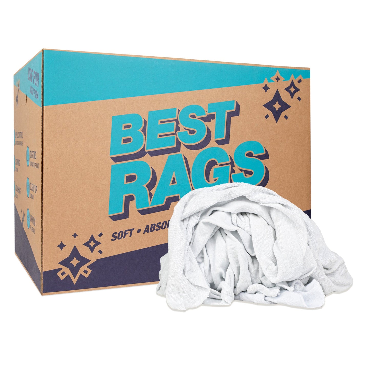 Arkwright Home N-W51 French Terry Cleaning Rag White 50lb Box (N-W51W-50)