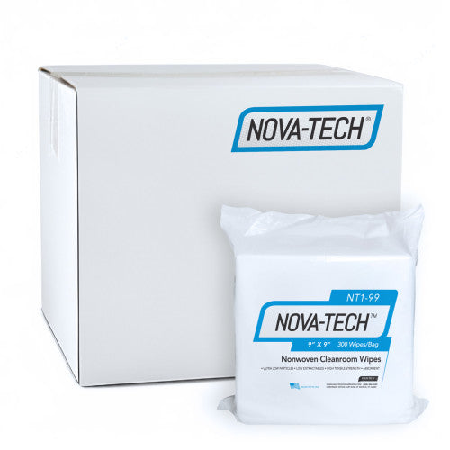 High-Tech Conversions NOVA-TECH® NT1 Non-Sterile Poly-Cellulose Cleanroom Wipes, 9"x9", 300/Bag, 12 Bags/Case (HOSNT1-99)
