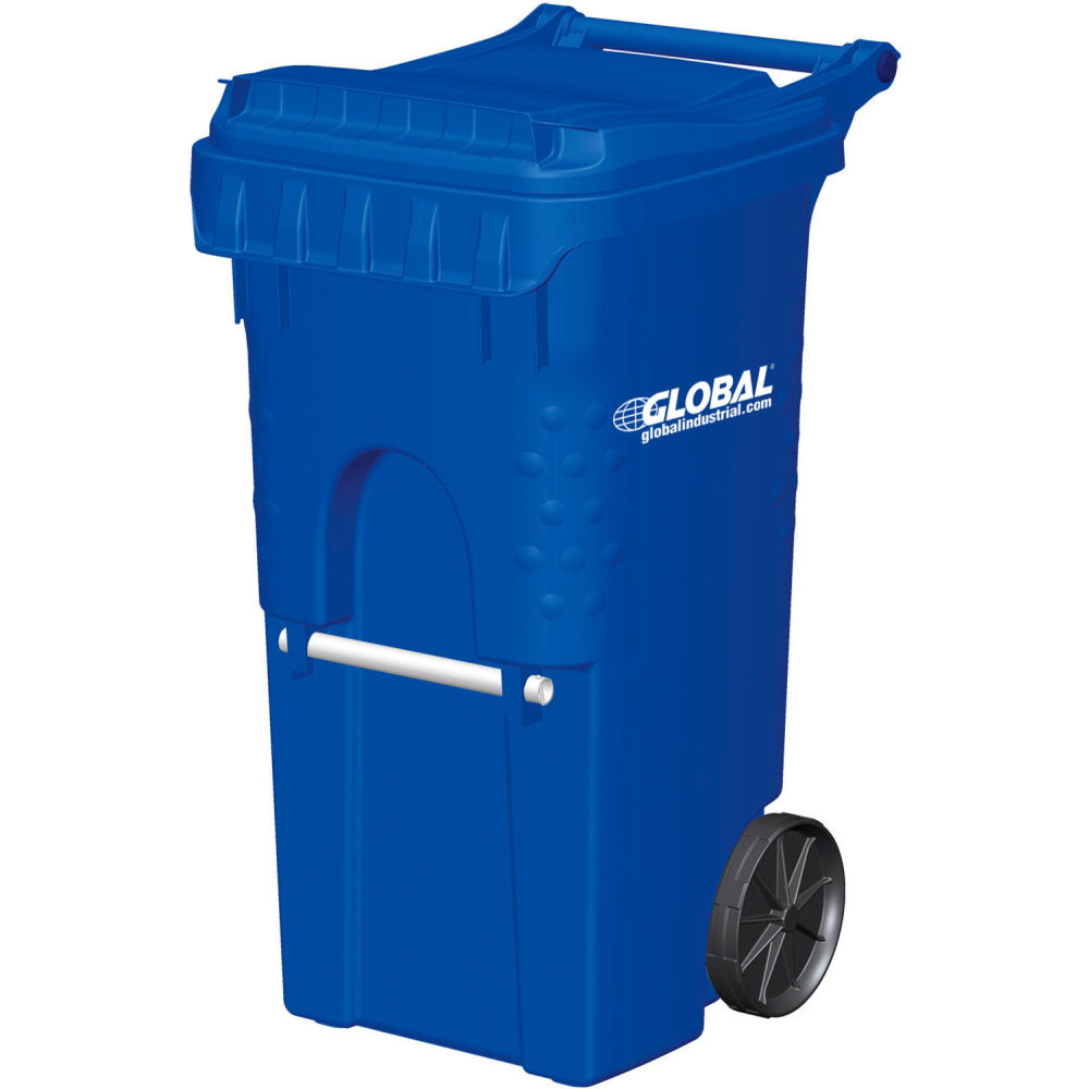 Global Industrial Mobile Trash Container, 35 Gallon Blue (WBB2239508)