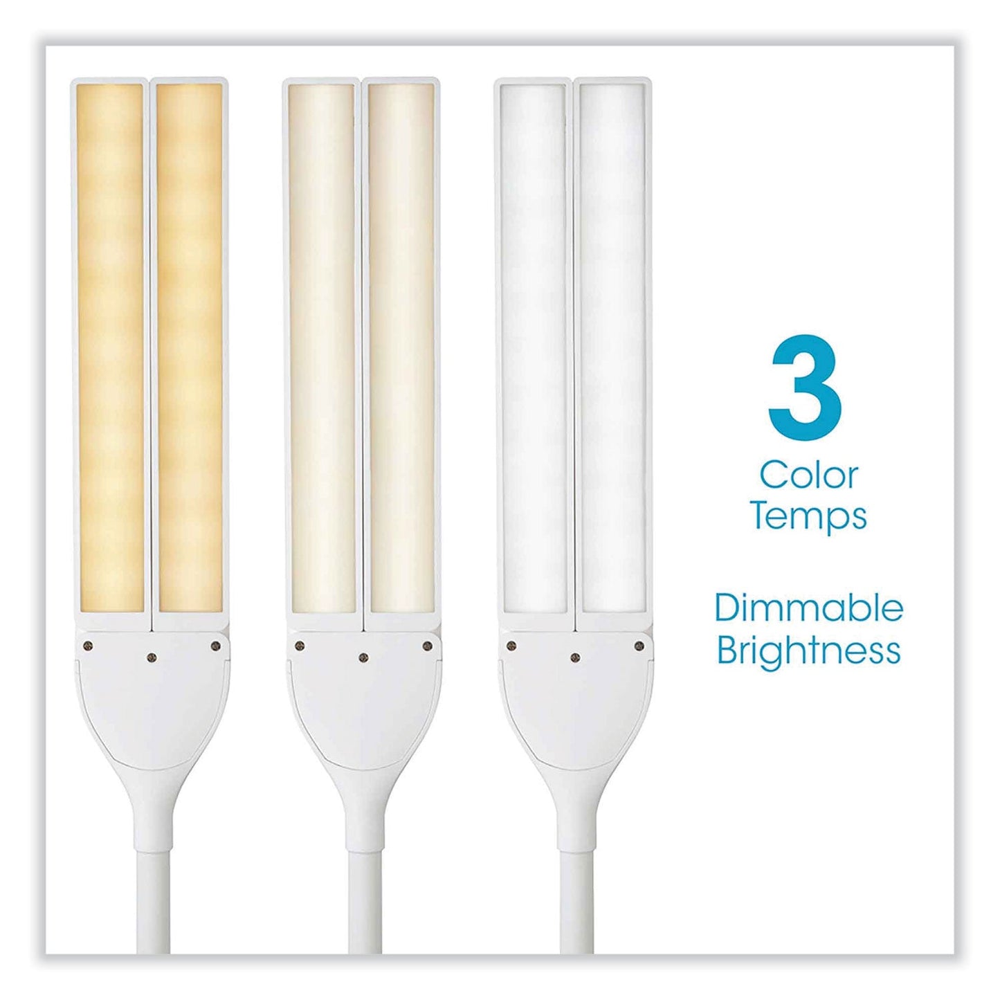 OttLite Wellness Series Pivot LED Desk Lamp with Dual Shades, 13.25" to 26" High, White (OTTCSN5900C)