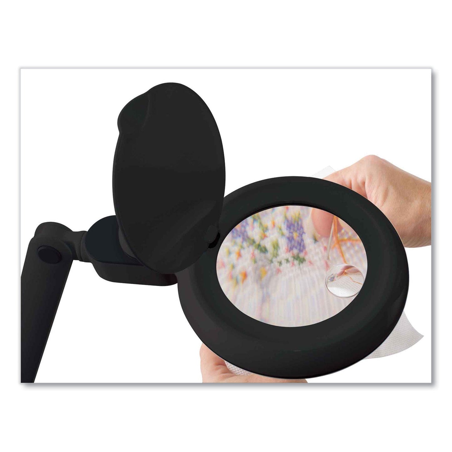 OttLite Space-Saving LED Magnifier Desk Lamp, 14" High, Black (OTTG97BGCFFP)