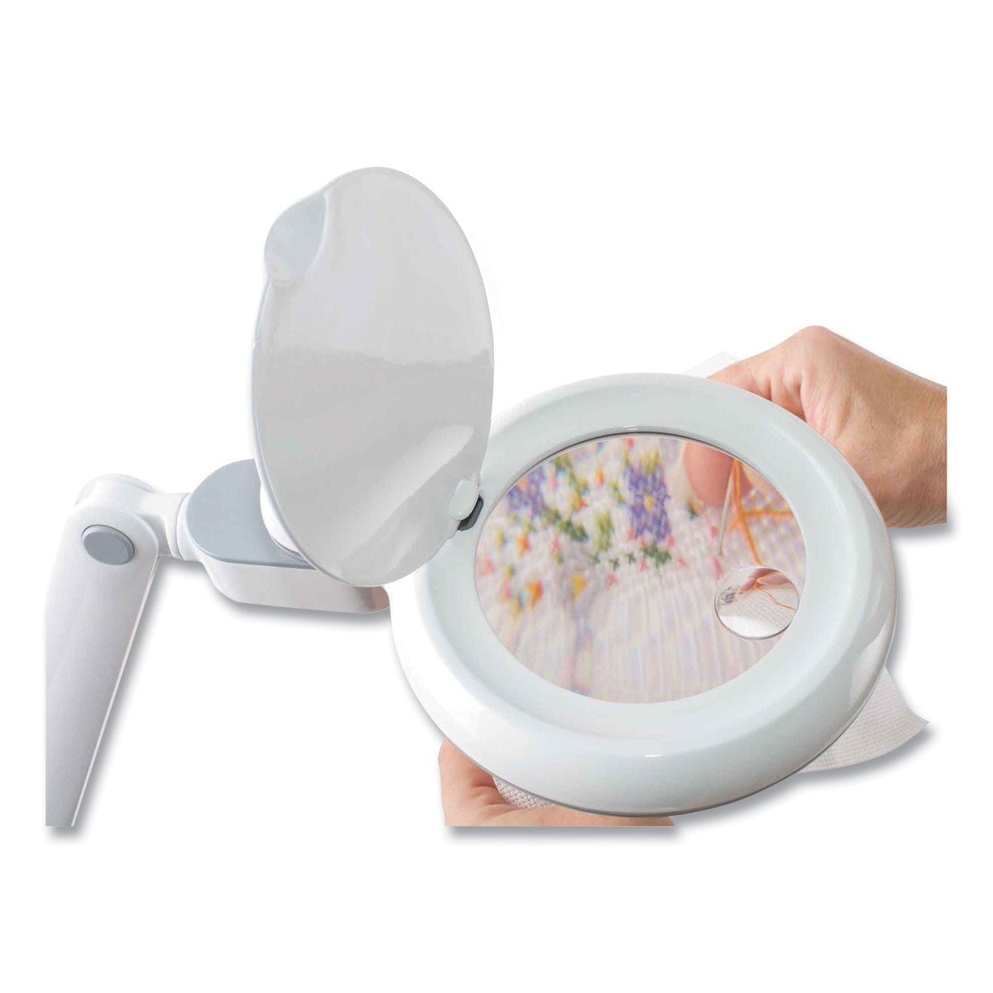 OttLite Space-Saving LED Magnifier Desk Lamp, 14" High, White (OTTG97WGCFFP)