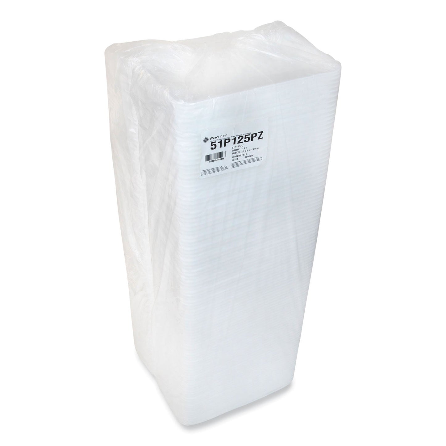 Pactiv Supermarket Tray, #25PZ, 15 x 8 x 1.25, White, Foam, 200/Carton (PCT51P125PZ)