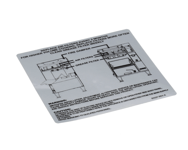 Perfect Fry 6La009 Label,Filter Instr Pfa (PFC6LA009)