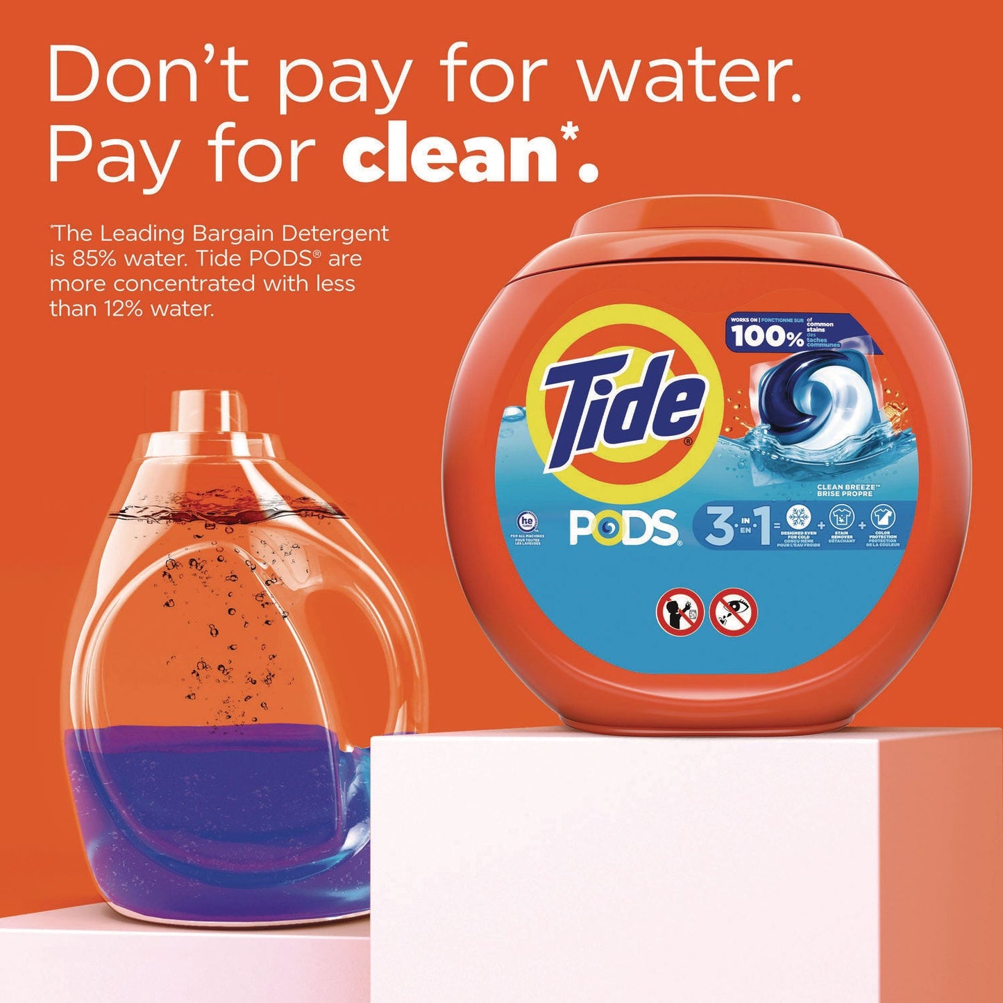 Tide PODS Laundry Detergent, Clean Breeze, 36 oz Tub, 42 Pacs/Tub (PGC00998EA)