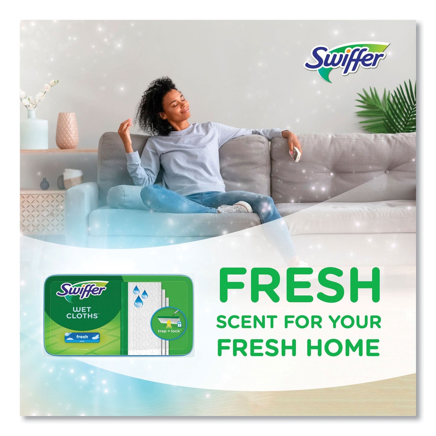 Swiffer Wet Refill Cloths, 8 x 10, Fresh Scent, White, 12/Box, 6 Boxes/Carton (PGC08622)