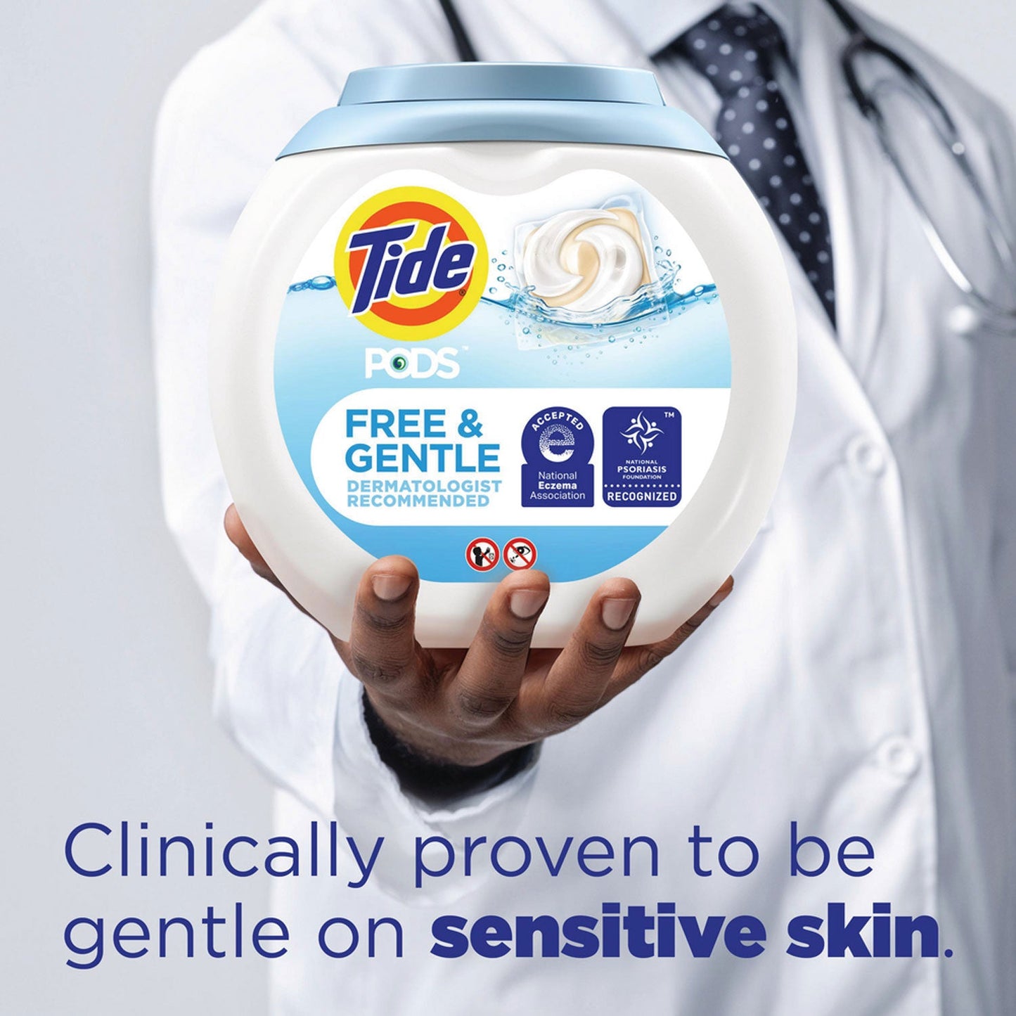 Tide PODS Laundry Detergent, Free and Gentle, 63 oz Tub, 76 Pacs/Tub, 4 Tubs/Carton (PGC09488CT)