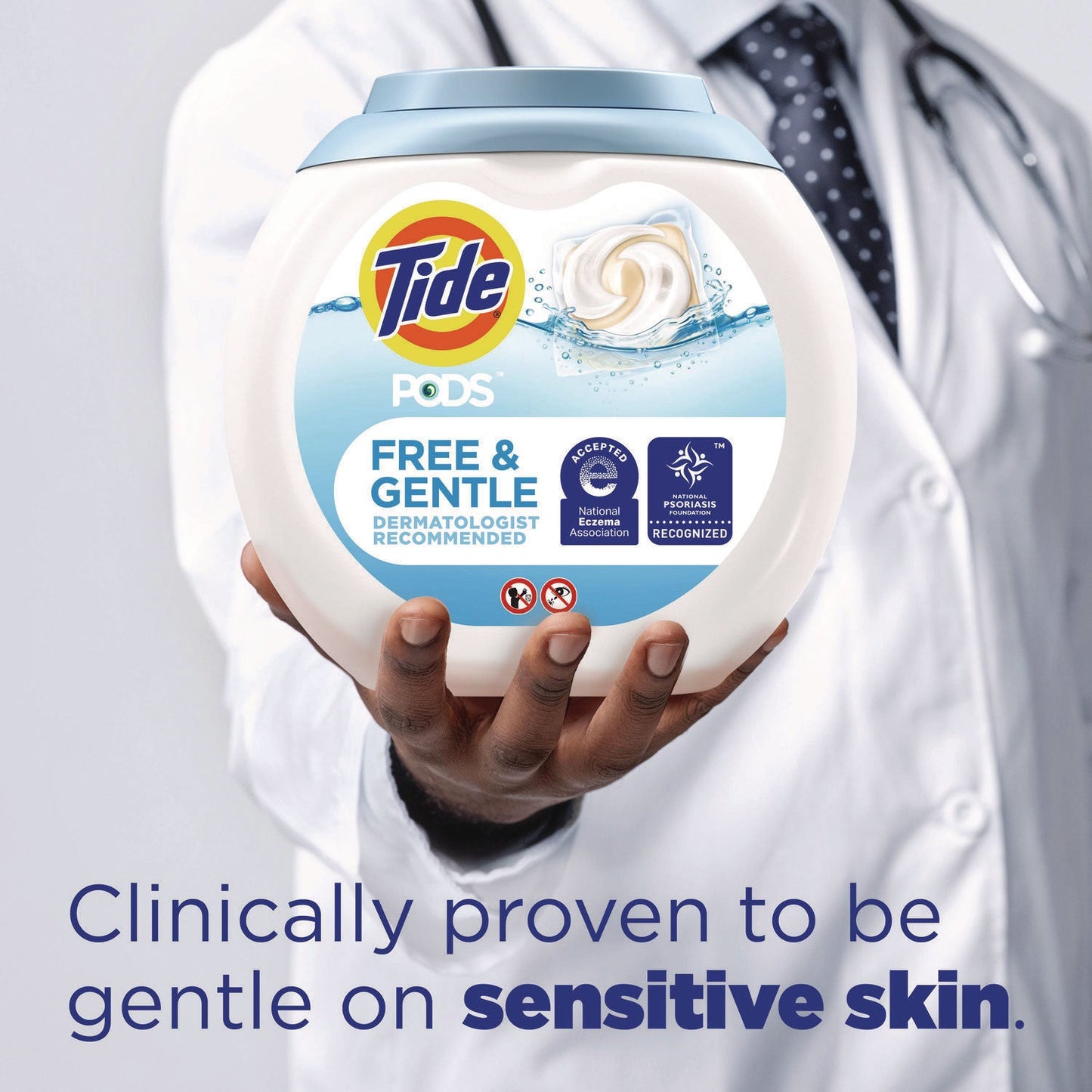 Tide PODS Laundry Detergent, Free and Gentle, 63 oz Tub, 76 Pacs/Tub (PGC09488EA)
