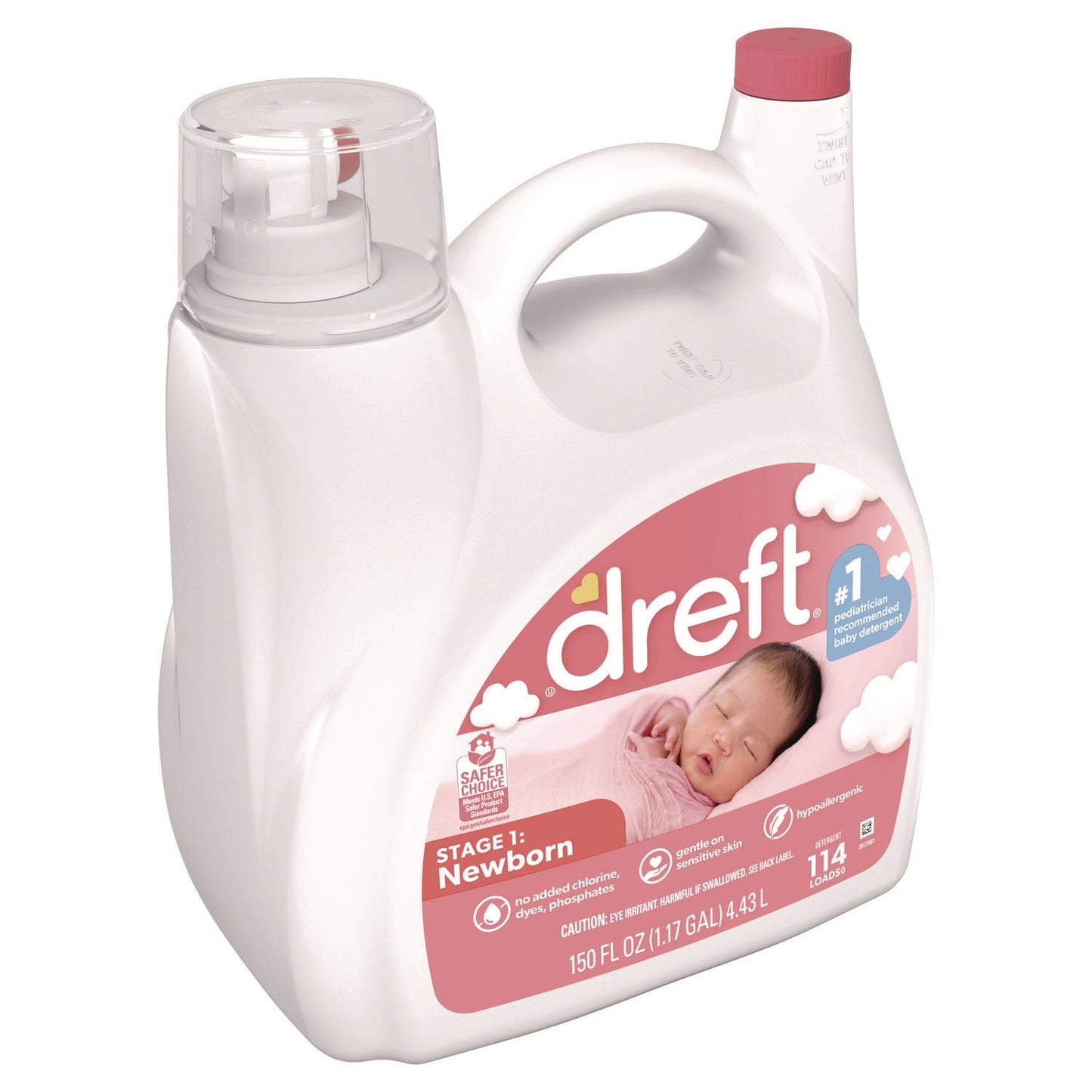 Dreft Ultra Laundry Detergent, Baby Powder Scent, 150 oz Bottle, 4/Carton (PGC12128)