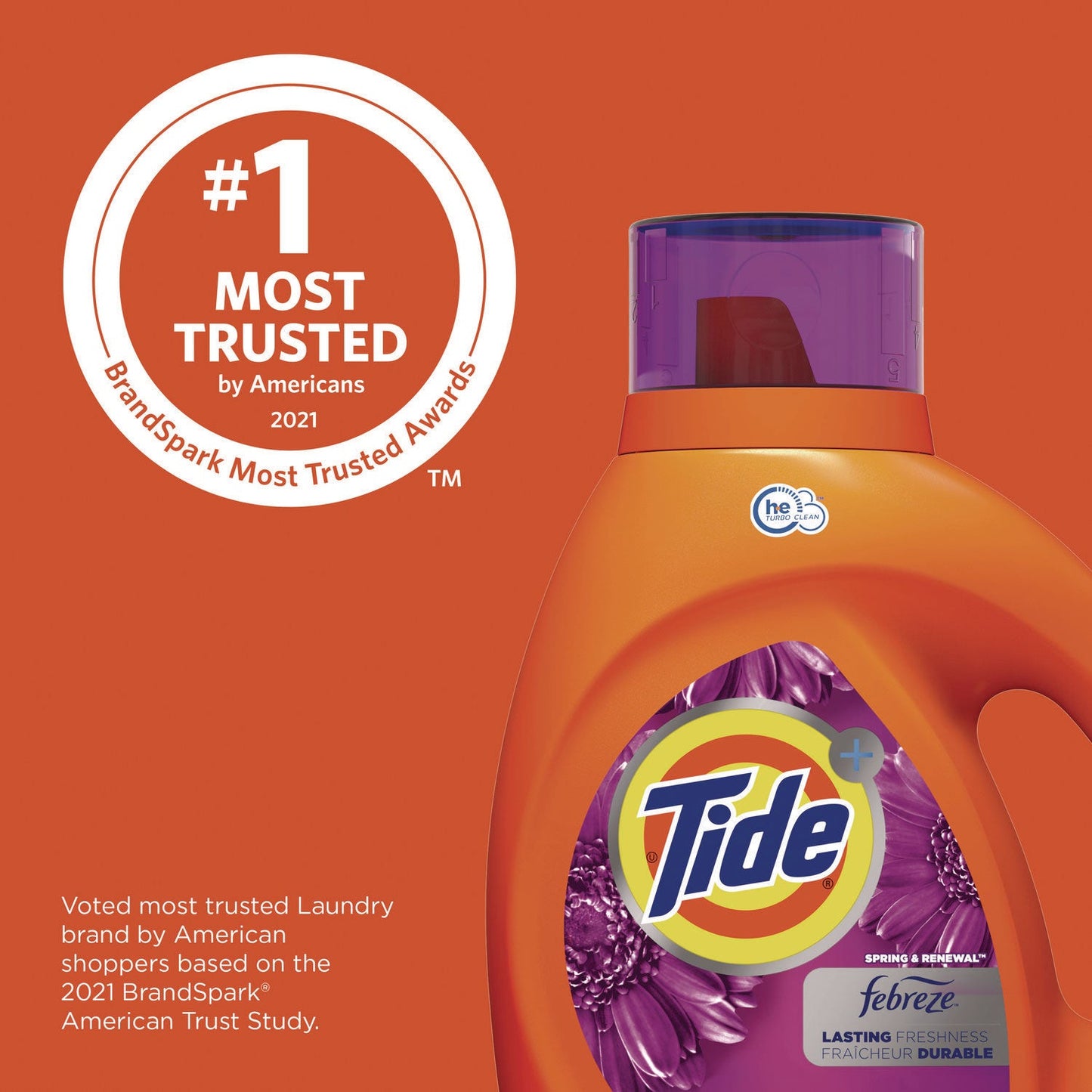 Tide Plus Febreze Liquid Laundry Detergent, Spring and Renewal, 84 oz Bottle, 4/Carton (PGC12237CT)