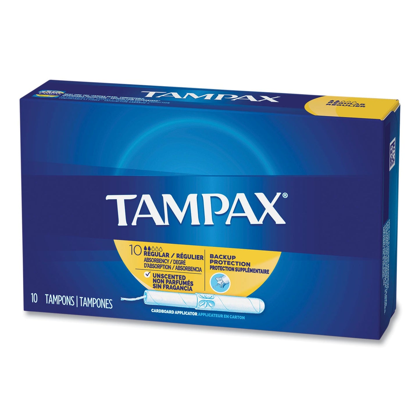 Tampax Cardboard Applicator Tampons, Regular, 10/Box (PGC21409)