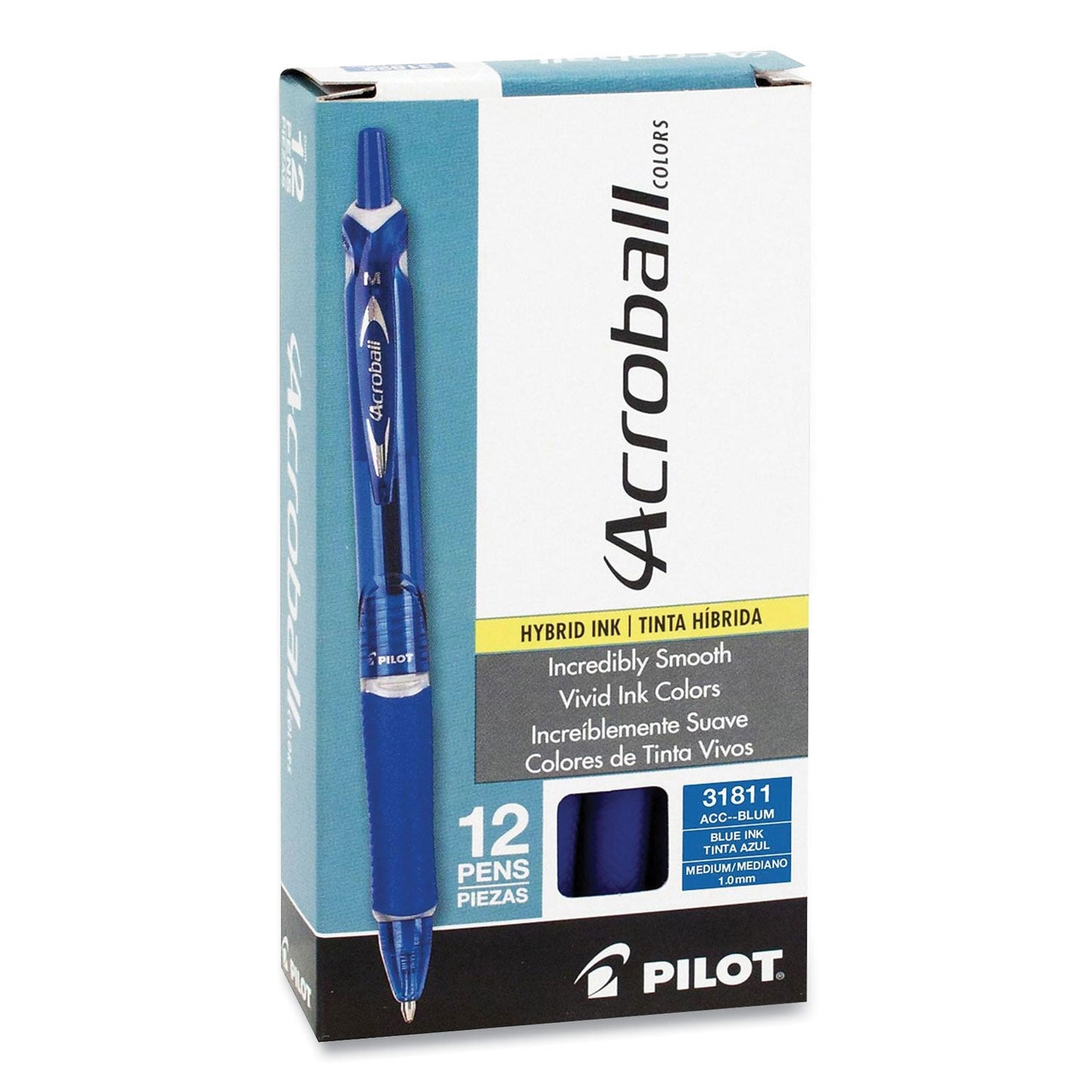 Pilot Acroball Pen, .1mm, Retractable, Blue Barrel/Ink (PIL31811)