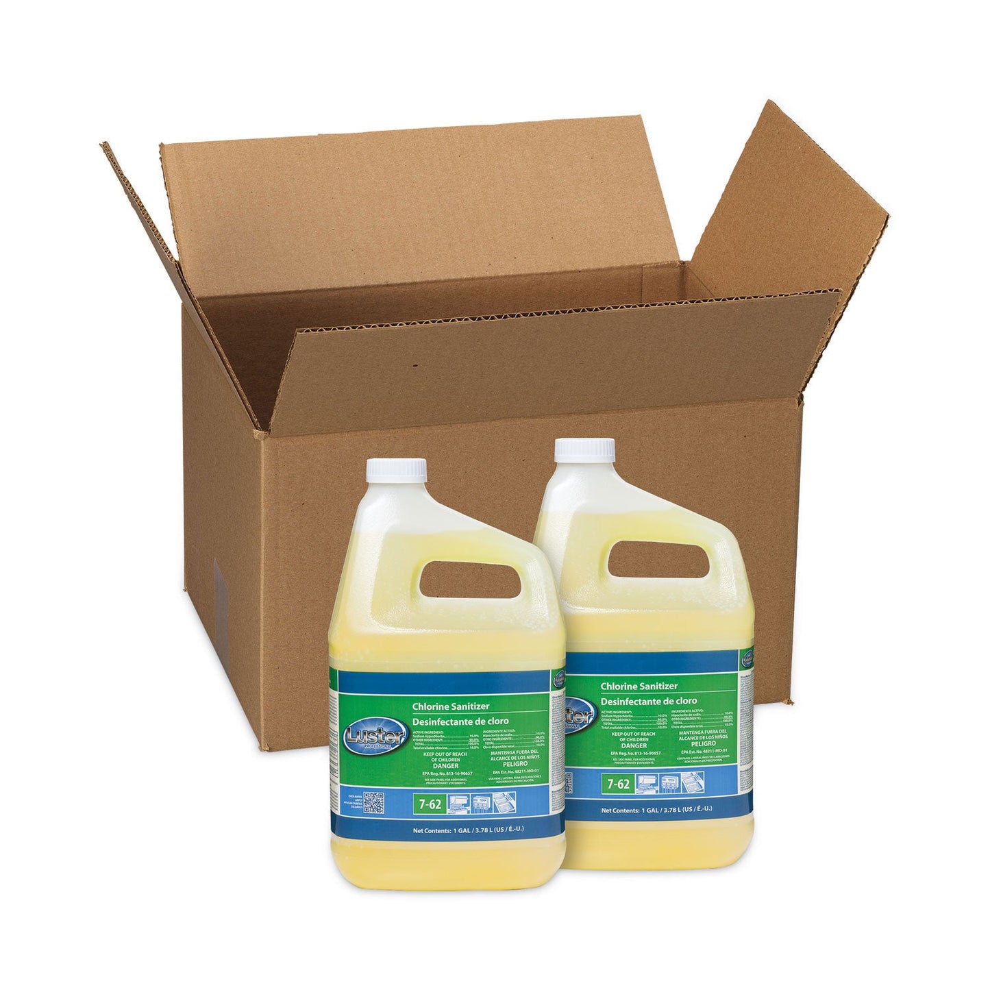 Luster Professional Liquid Chlorine Sanitizer, Chlorine Scent, 1 gal Bottle, 2/Carton (PPL45916)
