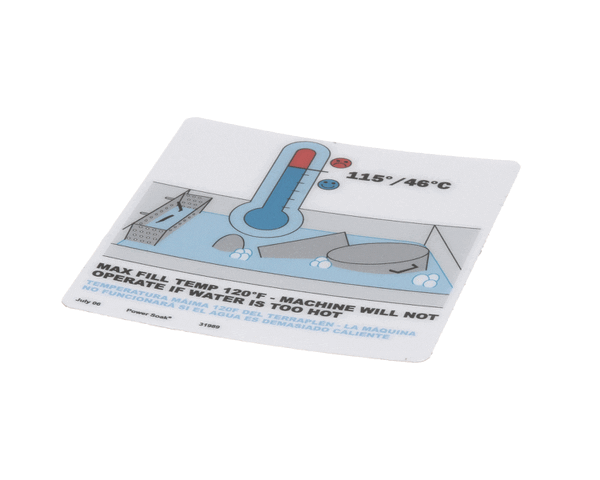Power Soak Systems Inc 31989 Decal Ps-2Xx Max Temperature (PWSK31989)