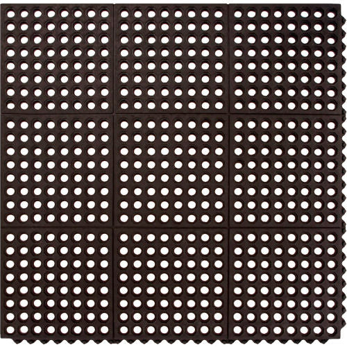 Global Industrial Interlocking Drainage Mat, 3'W x 3'L, 5/8" Thick, Black (WB670822)