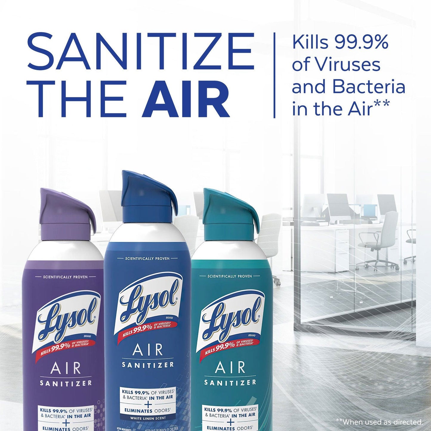 LYSOL Brand Air Sanitizer Spray, White Linen, 10 oz Aerosol Spray, 6/Carton (RAC99351CT)