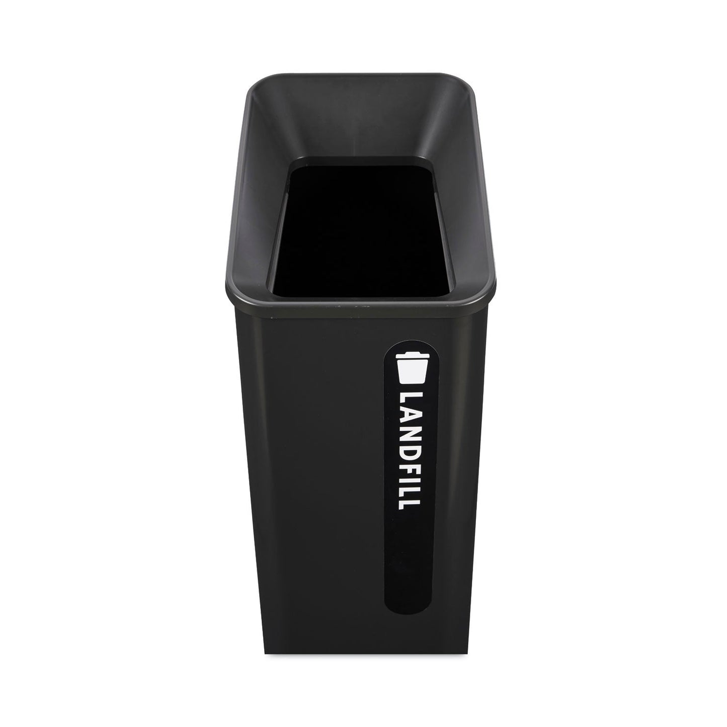 Rubbermaid Sustain Decorative Refuse with Recycling Lid, 15 gal, Metal/Plastic, Black (RCP2078967)