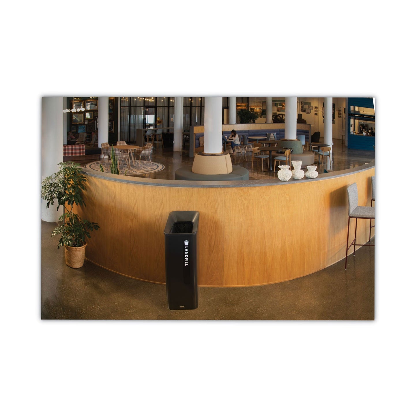 Rubbermaid Sustain Decorative Refuse with Recycling Lid, 15 gal, Metal/Plastic, Black (RCP2078967)