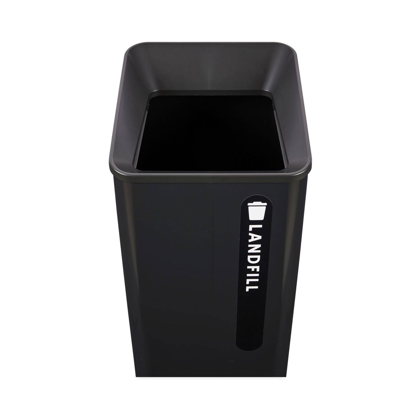 Rubbermaid Sustain Decorative Refuse with Recycling Lid, 23 gal, Metal/Plastic, Black (RCP2078988)