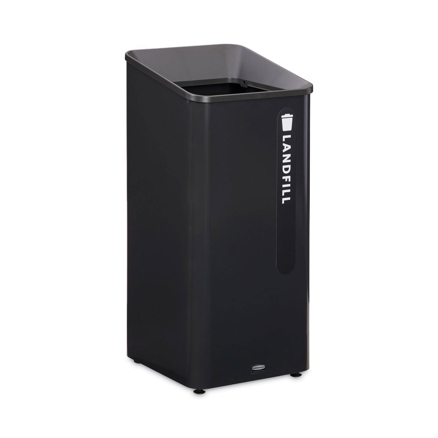 Rubbermaid Sustain Decorative Refuse with Recycling Lid, 23 gal, Metal/Plastic, Black (RCP2078988)