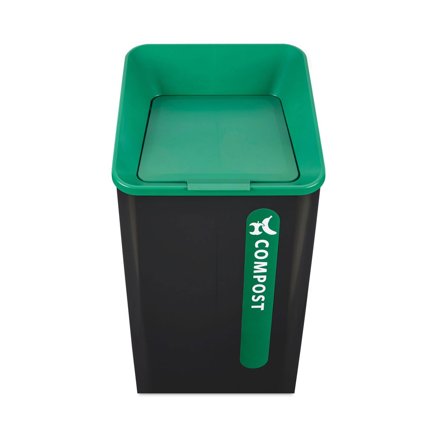 Rubbermaid Sustain Decorative Refuse with Recycling Lid, 23 gal, Metal/Plastic, Black/Green (RCP2078992)