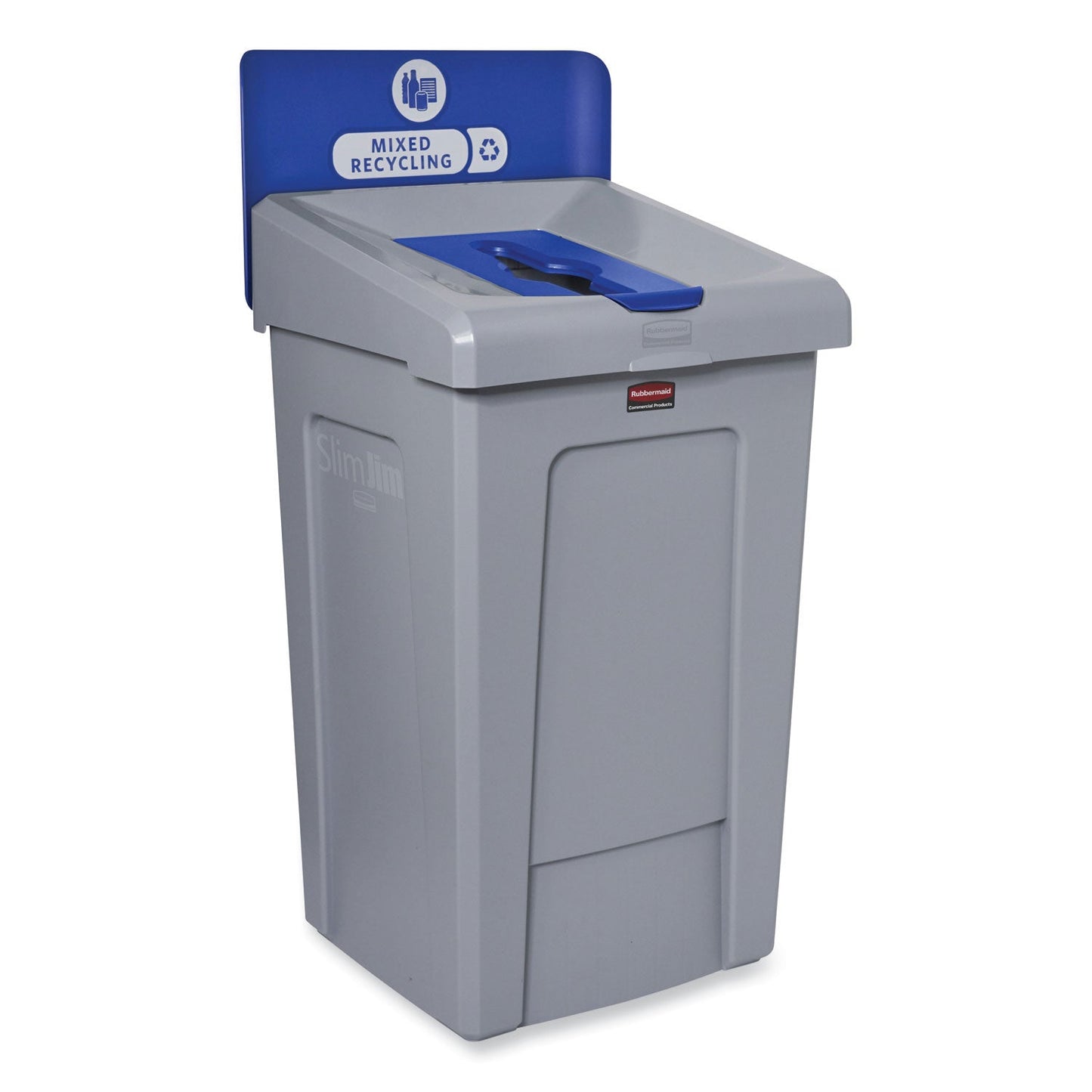 Rubbermaid Slim Jim Recycling Station 1-Stream, Mixed Recycling Station, 33 gal, Resin, Gray (RCP2171557)