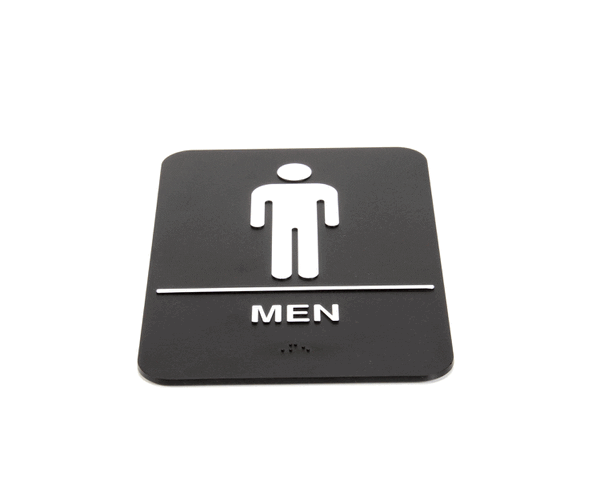 Update International S69B-6Bk Braille Plastic Sign 6X9 - Men (RESS69B-6BK)