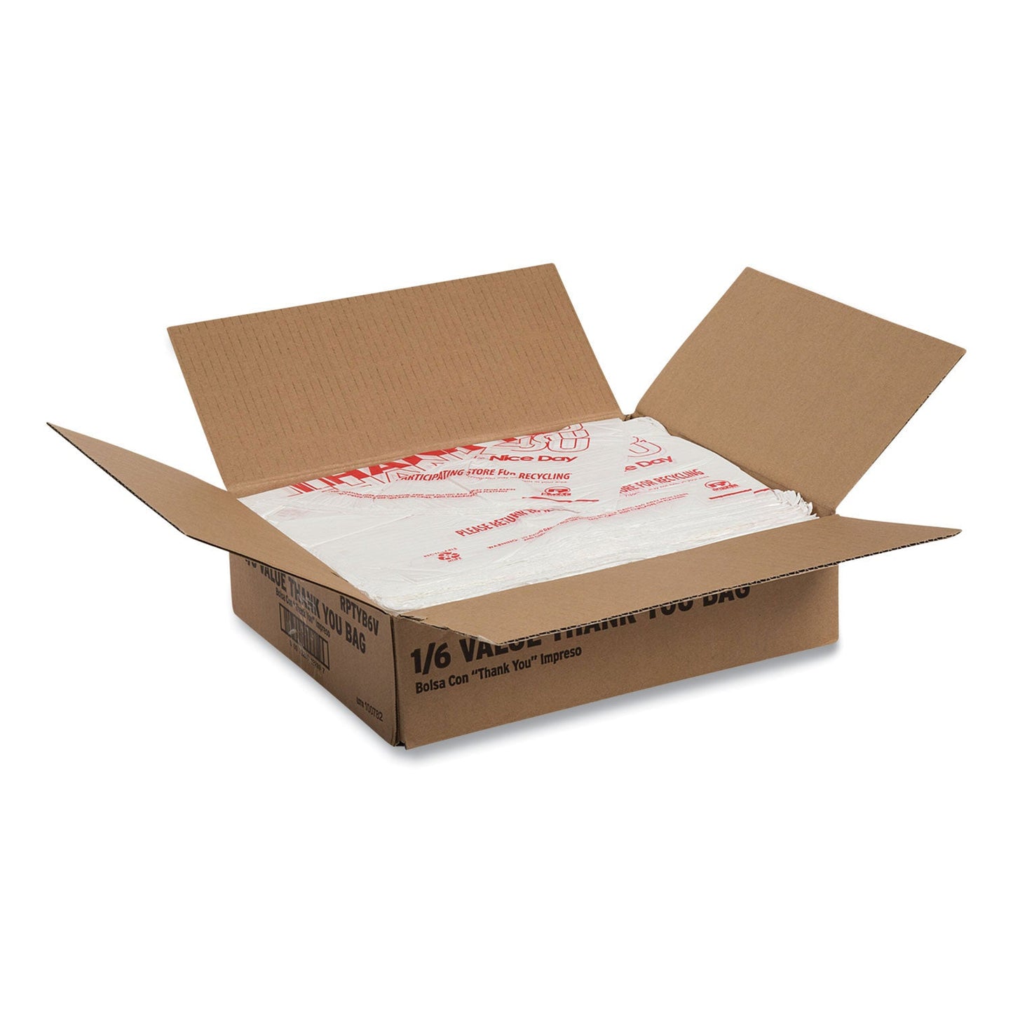 AmerCareRoyal Thank You Bags, 11.5" x 20" x 20", Red/White, 775/Carton (RPPRPTYB6V)