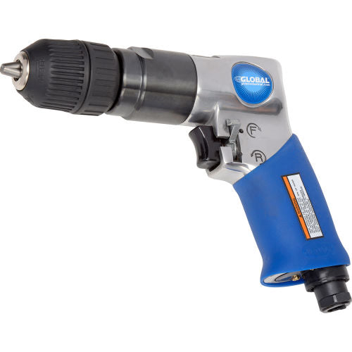 Global Industrial Reversible Pistol Grip Air Drill, Keyless, 3/8" Chuck, 2000 RPM (WBB2383977)