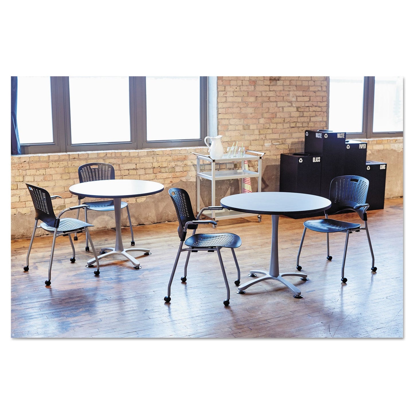 Safco Public Square Plastic-Recycling Container, Square, Steel, 25 gal, Black (SAF2981BL)