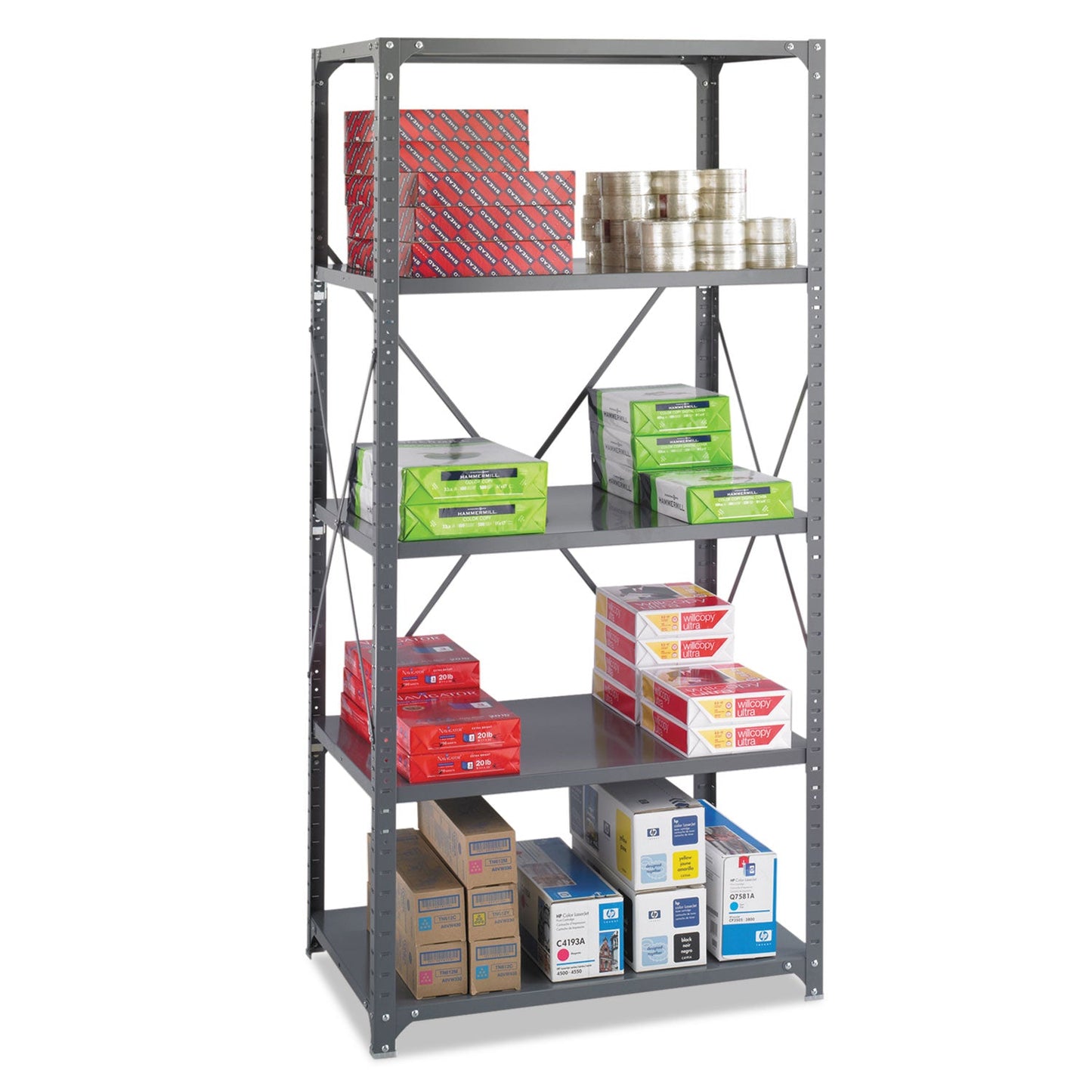 Safco Commercial Steel Shelving Unit, Five-Shelf, 36w x 24d x 75h, Dark Gray (SAF6267)