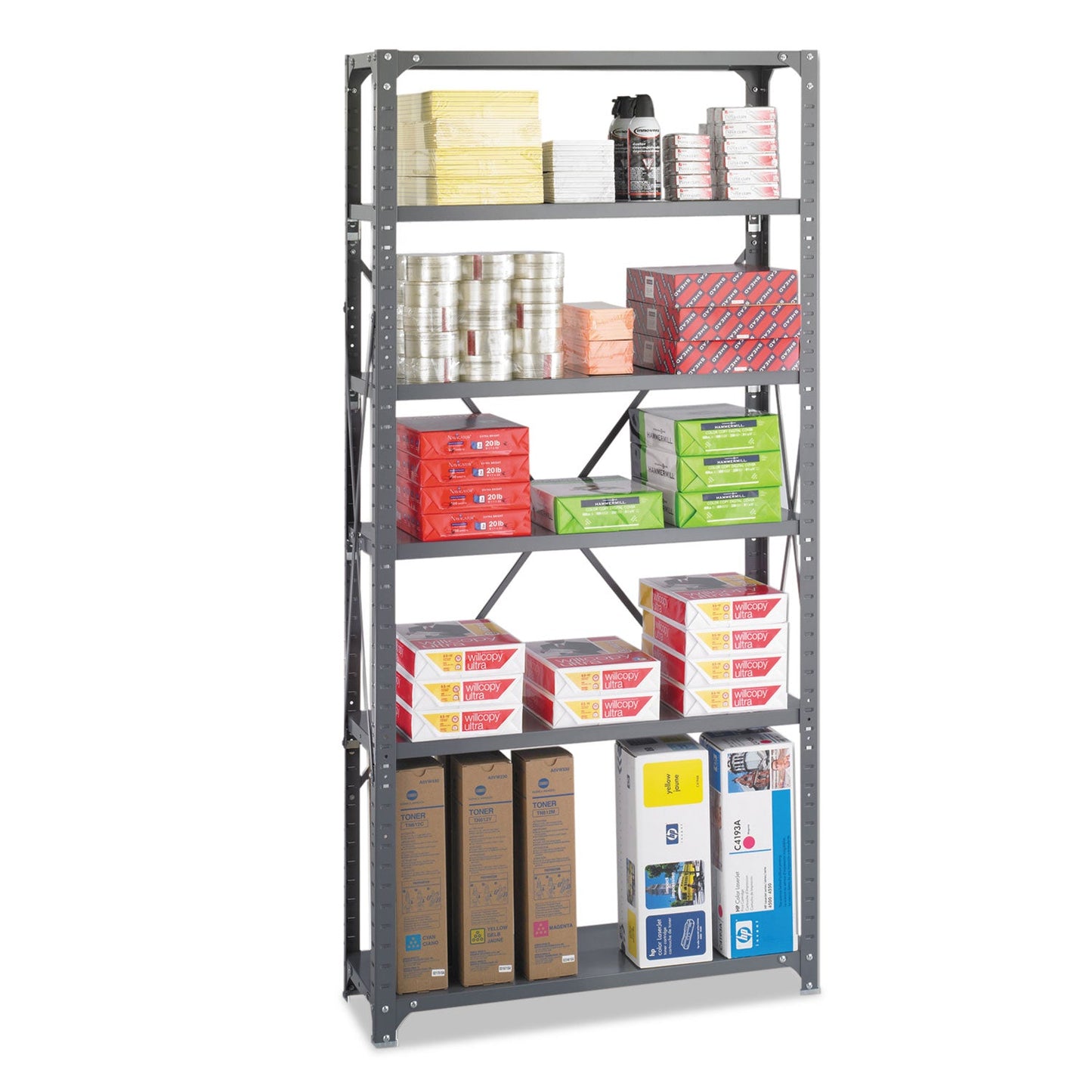 Safco Commercial Steel Shelving Unit, Six-Shelf, 36w x 12d x 75h, Dark Gray (SAF6268)