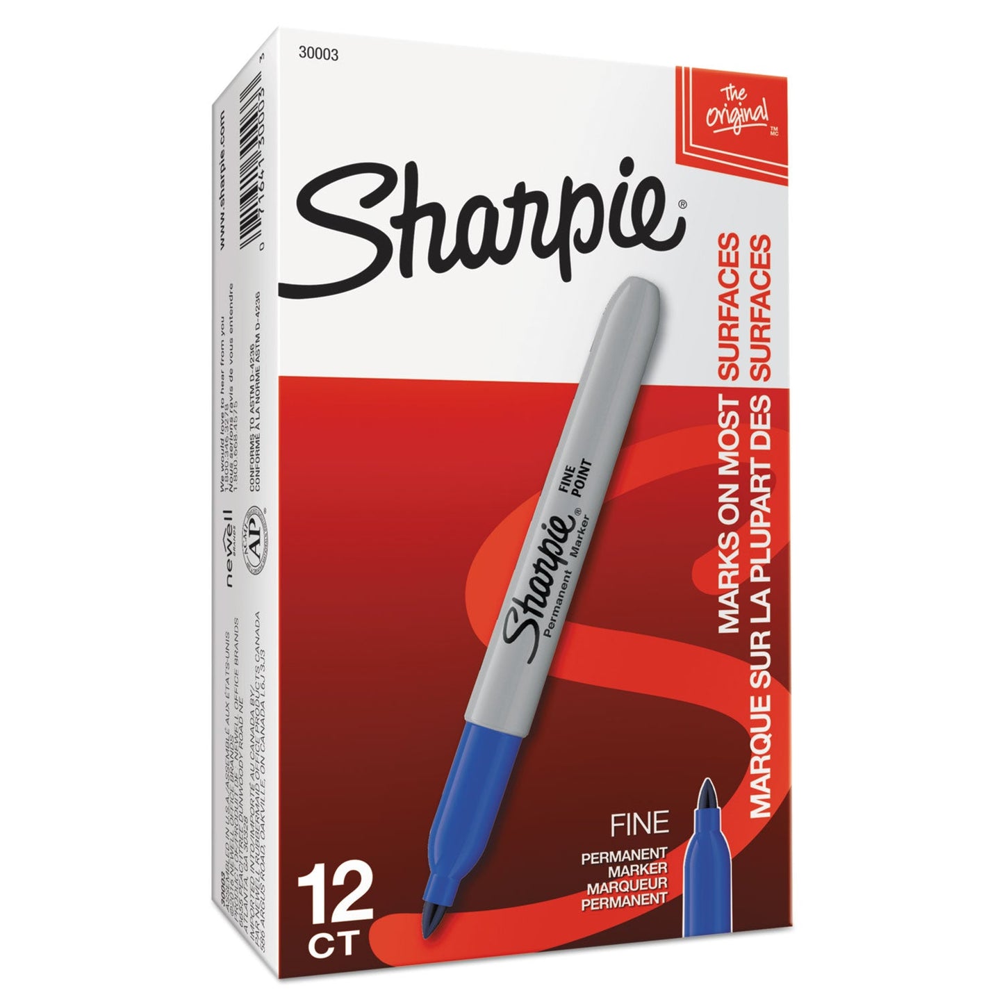 Sharpie Fine Tip Permanent Marker, Blue, Dozen (SAN30003B)