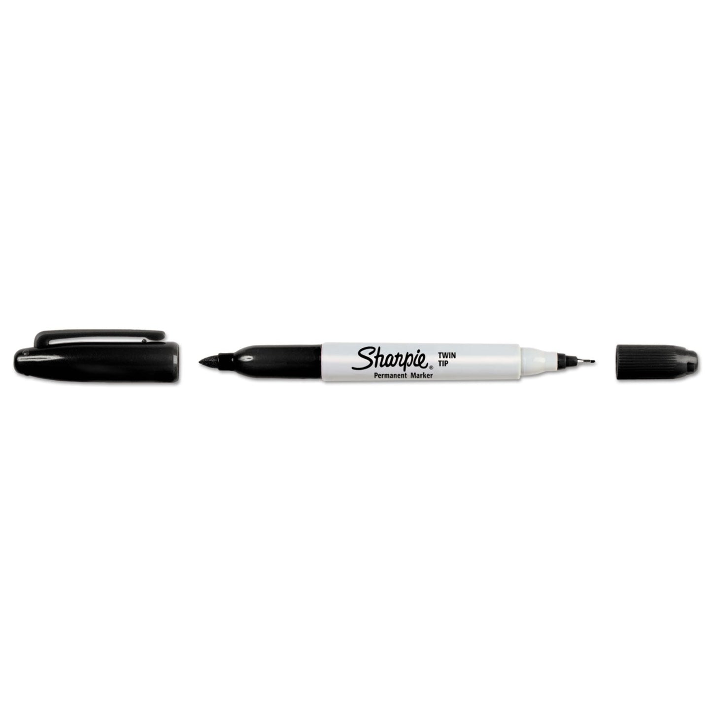 Sharpie Twin-Tip Permanent Marker, Fine/Extra-Fine Bullet Tip, Black, Dozen (SAN32001BX)