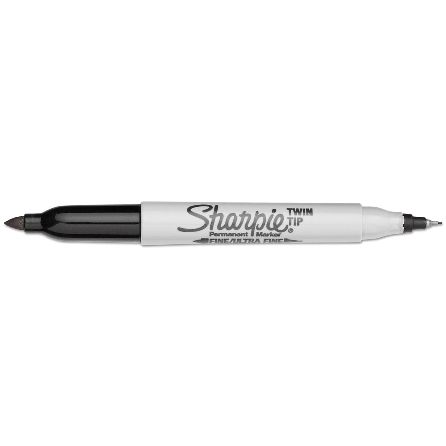 Sharpie Twin-Tip Permanent Marker, Fine/Extra-Fine Bullet Tip, Black, Dozen (SAN32001BX)