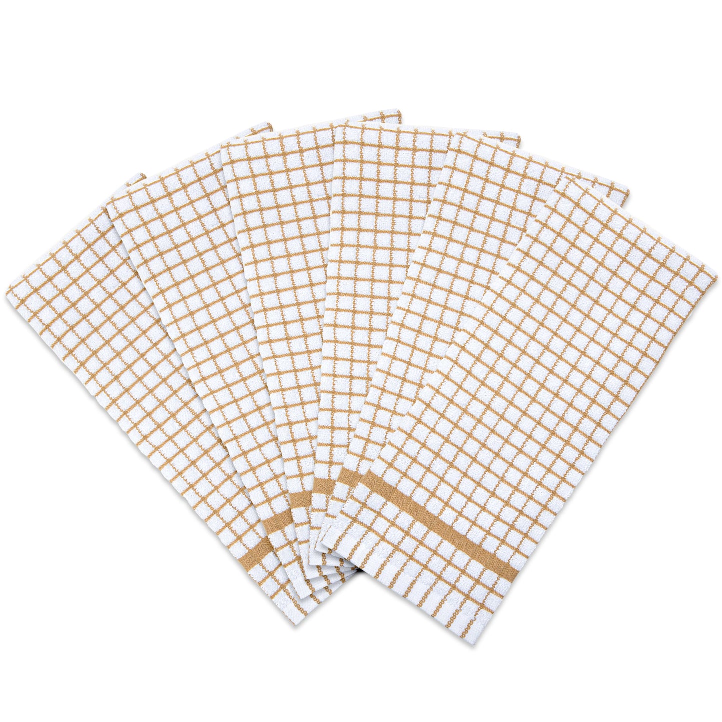 Sloppy Chef Classic Check Kitchen Towel 15x25 Tan (6/Pack) (P-SC-CHK-KT-TAN)