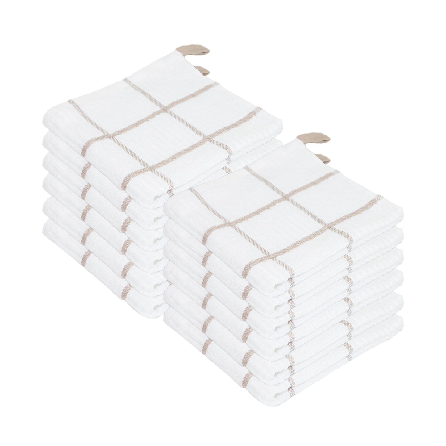 Sloppy Chef Premier Dishcloth 13x13 Tan Windowpane (12/Pack) (P-SC-DC-WITAN)