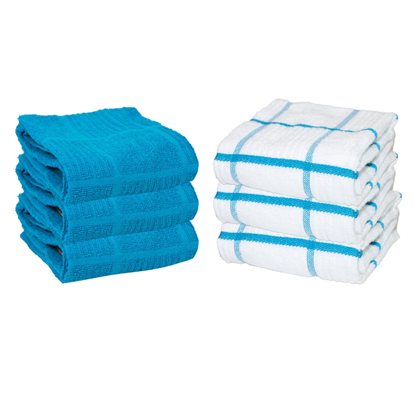 Sloppy Chef Premier Kitchen Towel 15x25 Windowpane Blue (6/Pack) (P-SC-KT6-WIBLU)