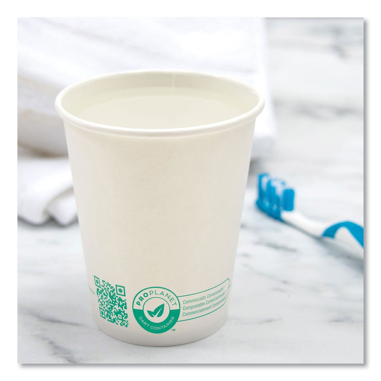 SOLO Compostable Paper Hot Cups, ProPlanet Seal, 10 oz, White/Green, 1,000/Carton (SCC370PLAPLANET)